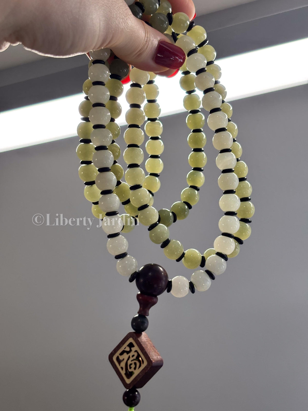 Natural Nephrite Long Beaded Necklace, Ombre-colour Statement Jewellery, Handmade Tassel Effortless Accessories, Special Occasion