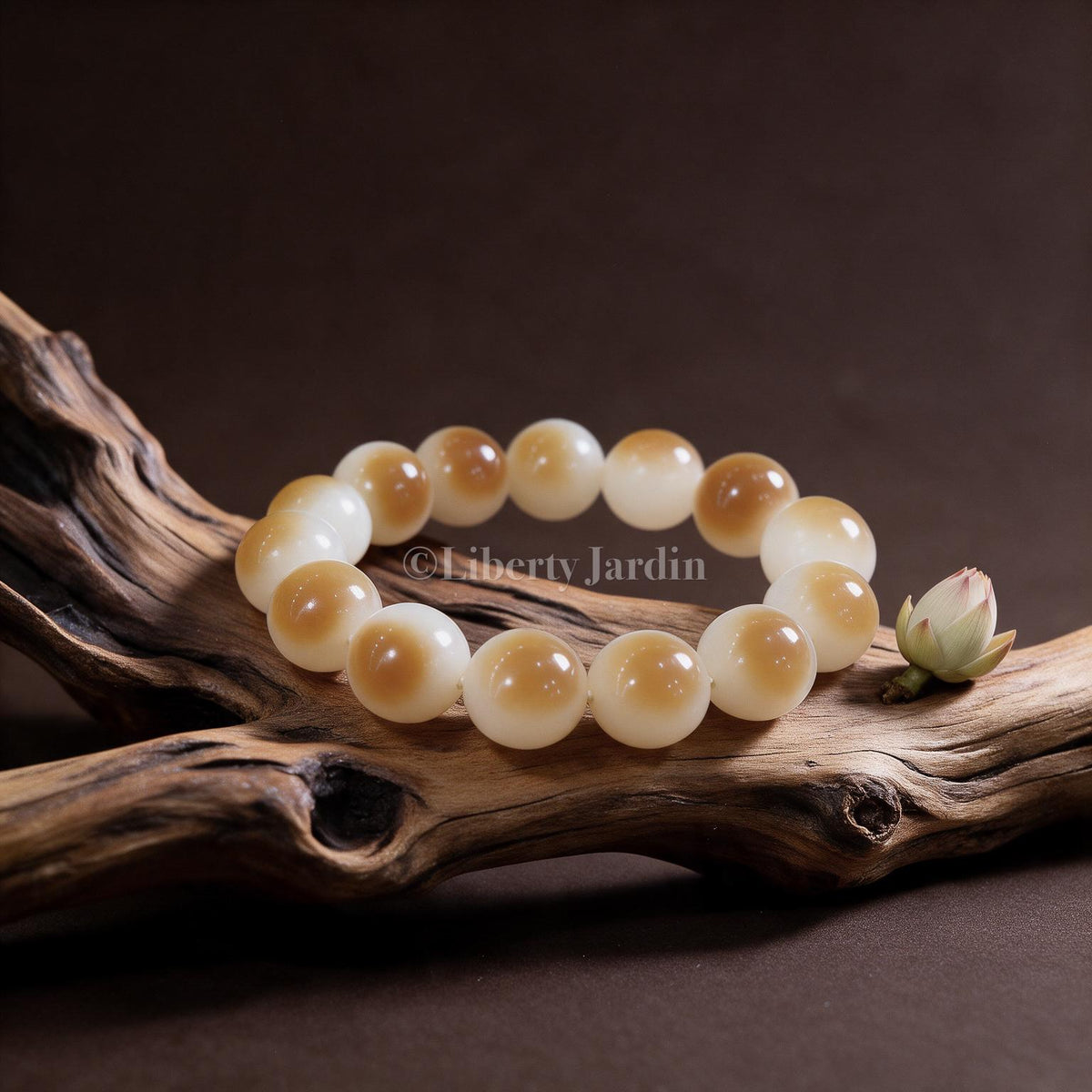 14mm Mutton-Fat Nephrite Jade Bracelet, Russian Honey-Colored Natural Gemstone, Heirloom Quality, Certified Collectible Timeless