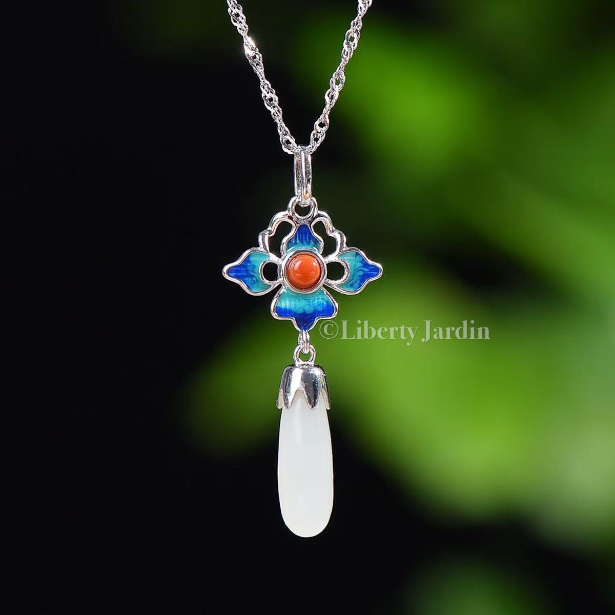Natural Nephrite Earrings Pendant Necklace, Red Southern Agate Gemstone, Teardrop Dangle, Handmade Distinctive Jewellery