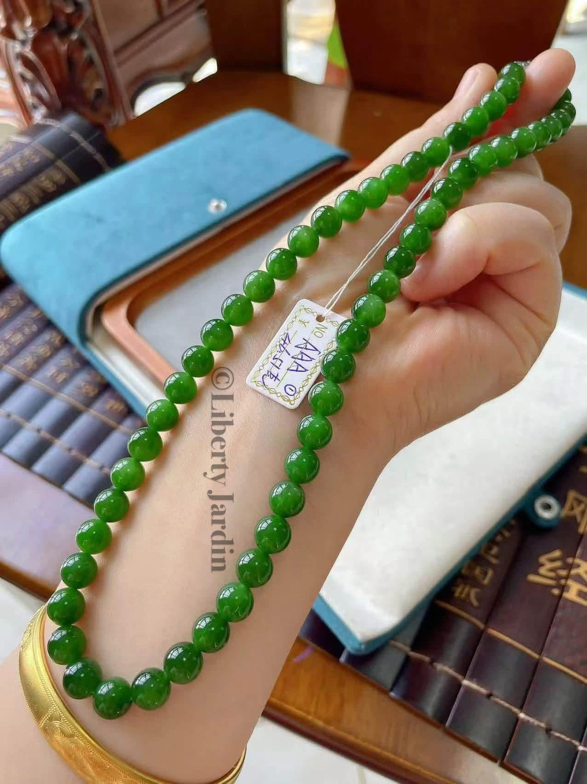 Top Grade Russian Nephrite Jade Necklace, Icy Vivid Green Beaded Gemstone, Anniversary Special Occasion