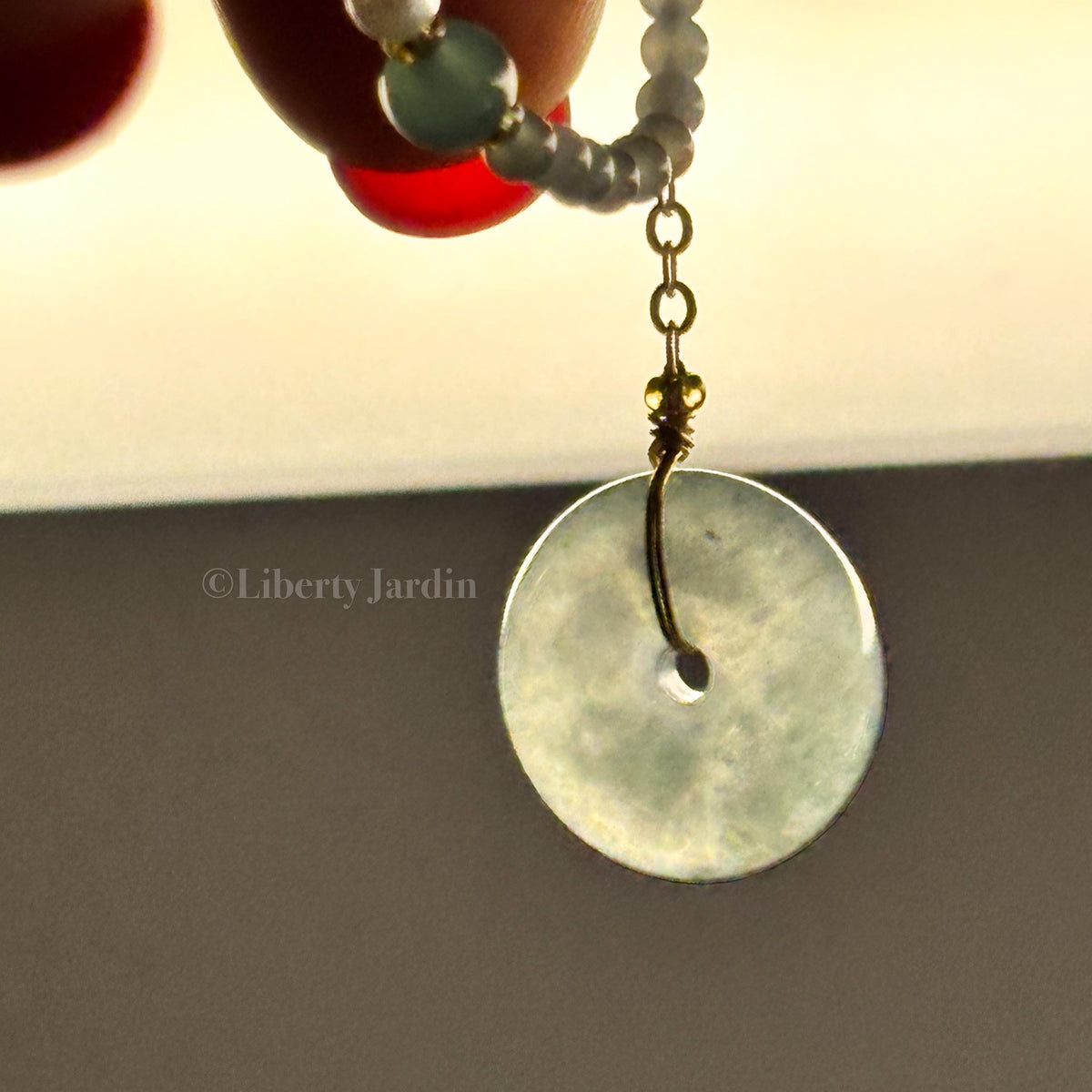 Jadeite Pendant Choker Necklace, Type-A Non-treated Jade Gemstone, Handmade Sustainable Unique Design, Natural Jewellery