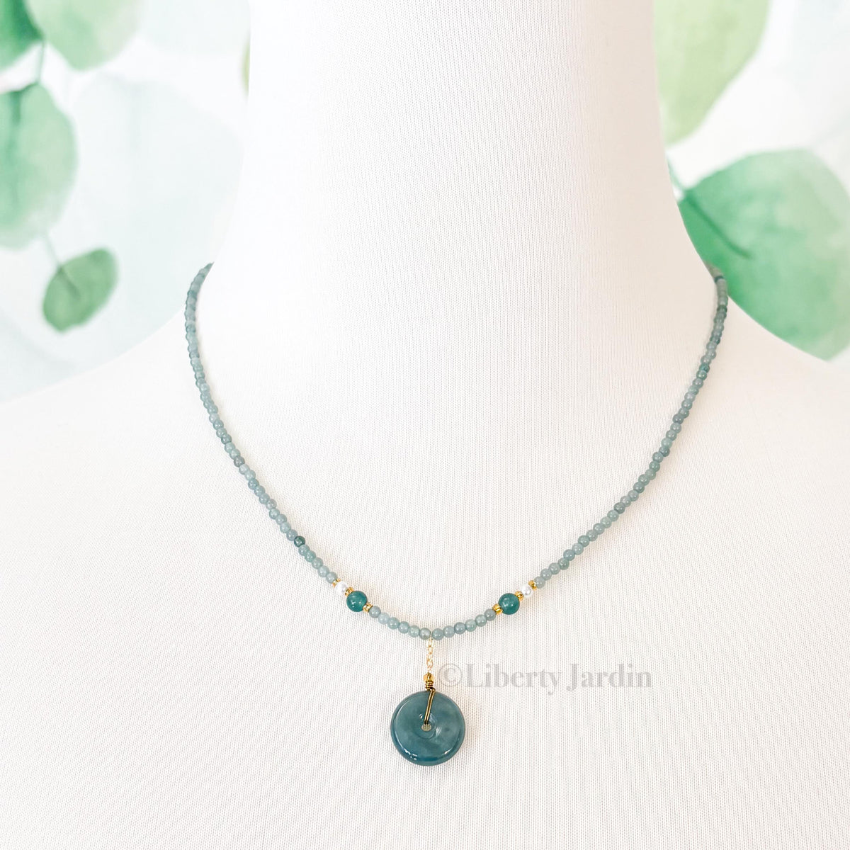 Jadeite Pendant Choker Necklace, Type-A Non-treated Jade Gemstone, Handmade Sustainable Unique Design, Natural Jewellery