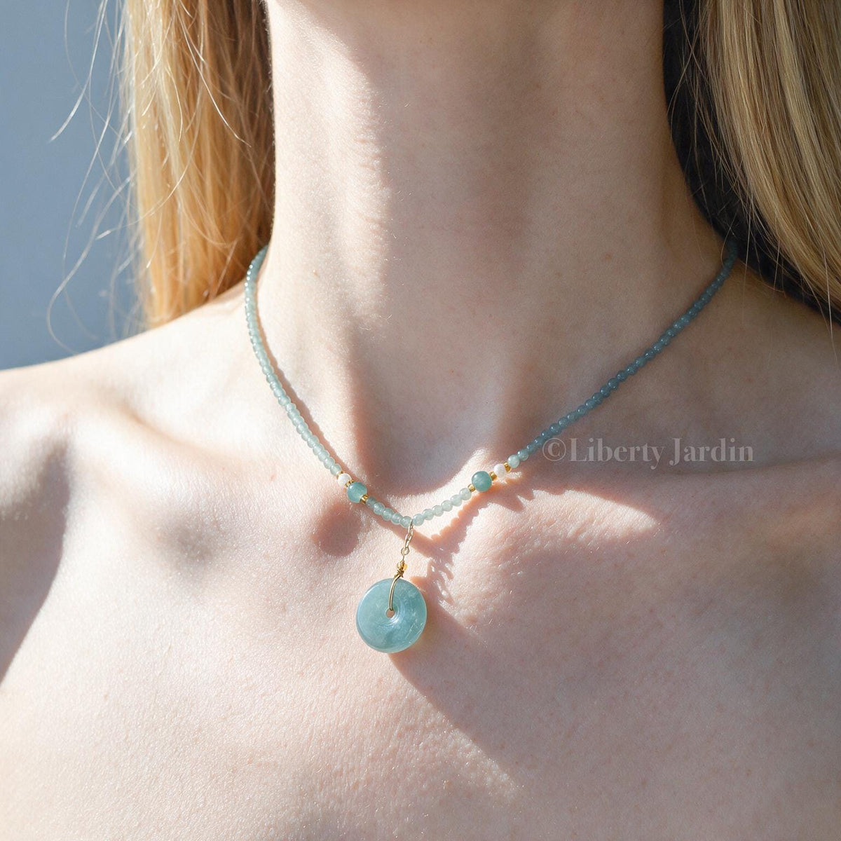 Jadeite Pendant Choker Necklace, Type-A Non-treated Jade Gemstone, Handmade Sustainable Unique Design, Natural Jewellery