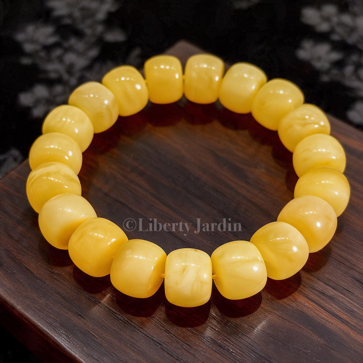 14mm Natural Russian Honey Beeswax Bracelet, Opaque Amber Baltic, Beaded Handmade Jewellery, Timeless Collectible