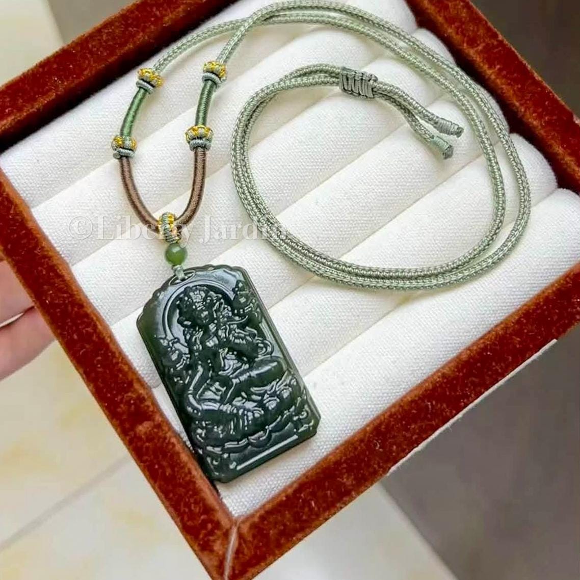 Buddha Natural Nephrite Pendant Necklace, Lucky Prosperity Precious, Handmade Sustainable Accessories, Untreated Certified Jewellery