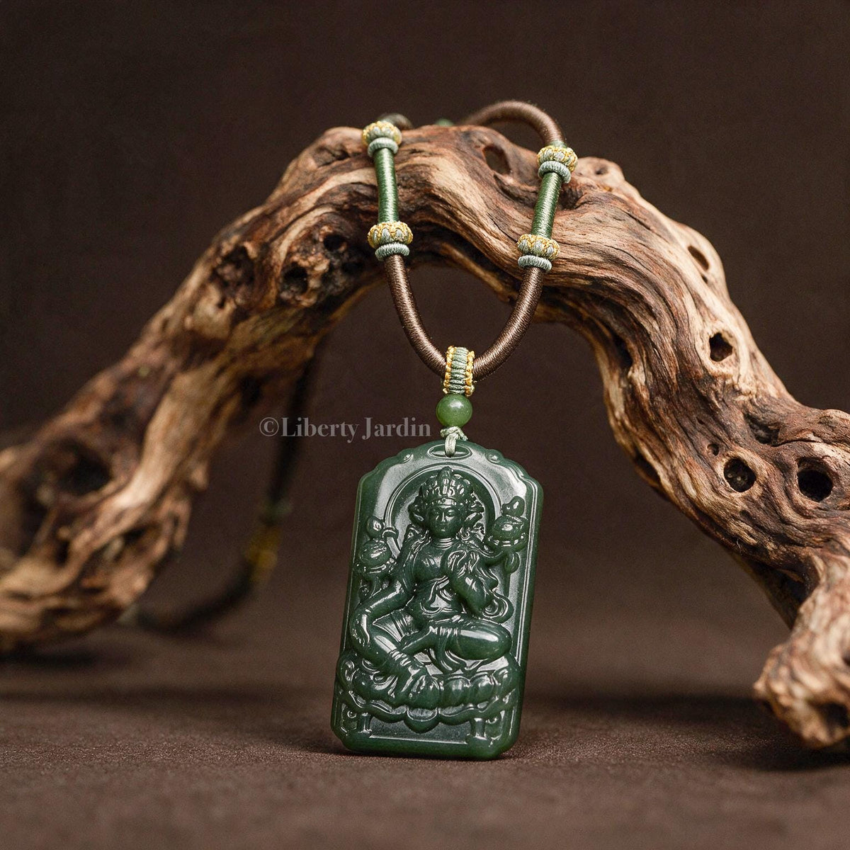 Buddha Natural Nephrite Pendant Necklace, Lucky Prosperity Precious, Handmade Sustainable Accessories, Untreated Certified Jewellery