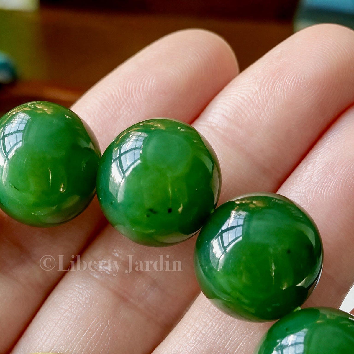 16mm Natural Russian Nephrite Jade Bracelet, Large Beaded Armband, Certified Non-treated Gemstone, Heirloom Statement