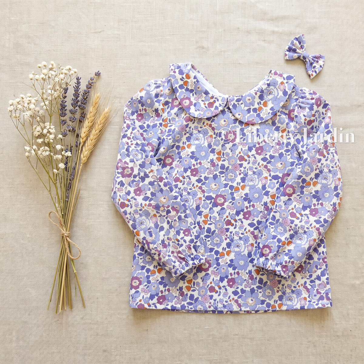 Liberty London Long Sleeve Blouse, Peter-Pan Collar Shirt, Ditsy Floral Print Botanical, Personalised Clothing