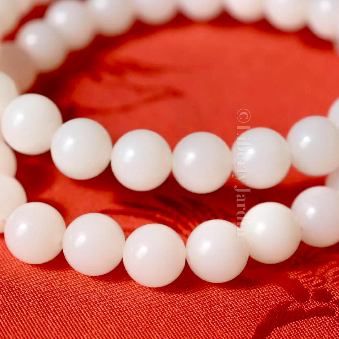 Luxury Bridal Beaded Necklace, Russian White Mutton-fat Natural Nephrite Jade, Wedding Anniversary Special Occasion