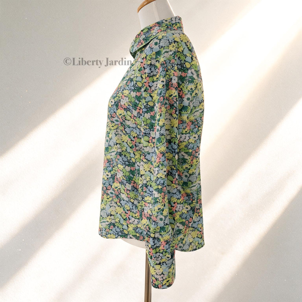 Liberty Print Woman Shirt Long Sleeve: Floral Print, Handmade Button Through Blouse, Peter-Pan Collared