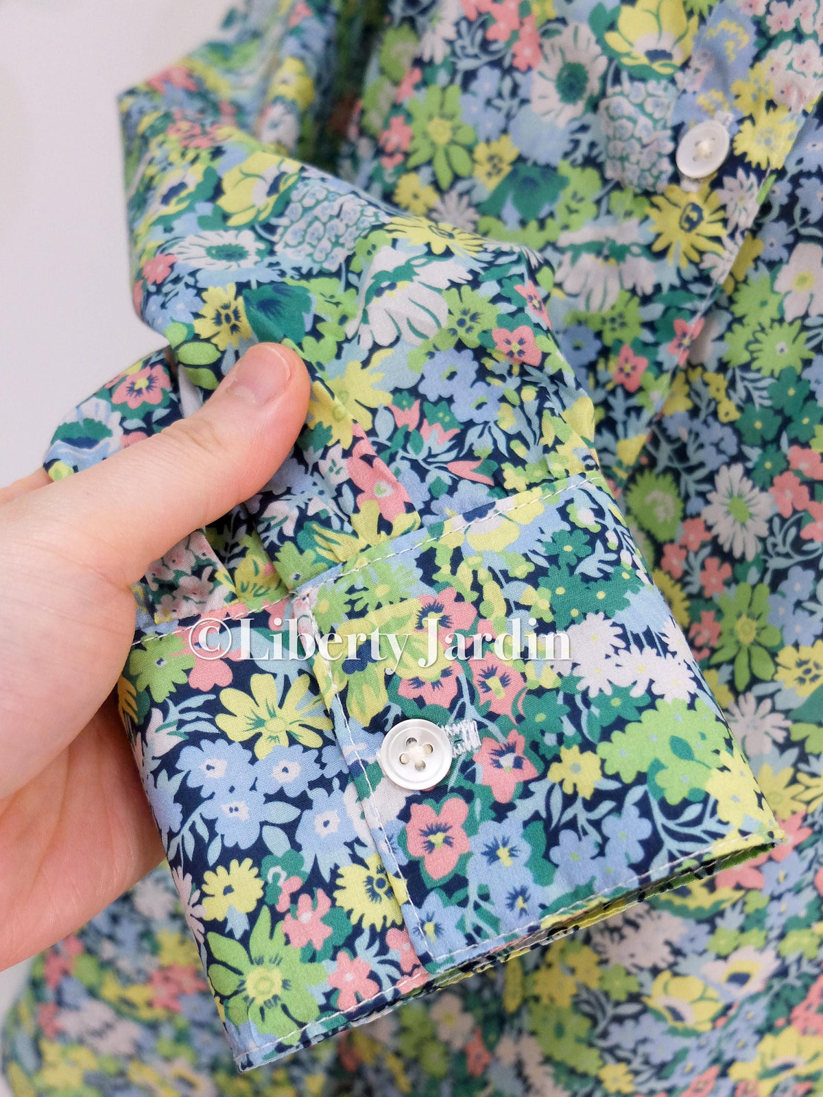 Liberty Print Woman Shirt Long Sleeve: Floral Print, Handmade Button Through Blouse, Peter-Pan Collared