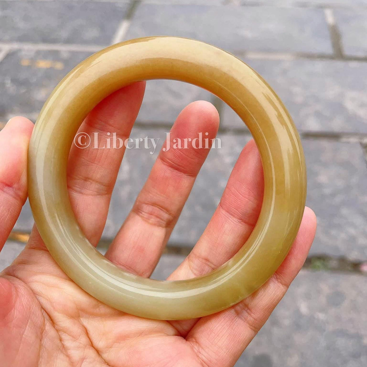 Honey-Sugar Nephrite Bangle, Natural Gemstone Armband, Certified Non-treated Jade, Gender-neutral Bracelet, Handmade Jewellery Accessories