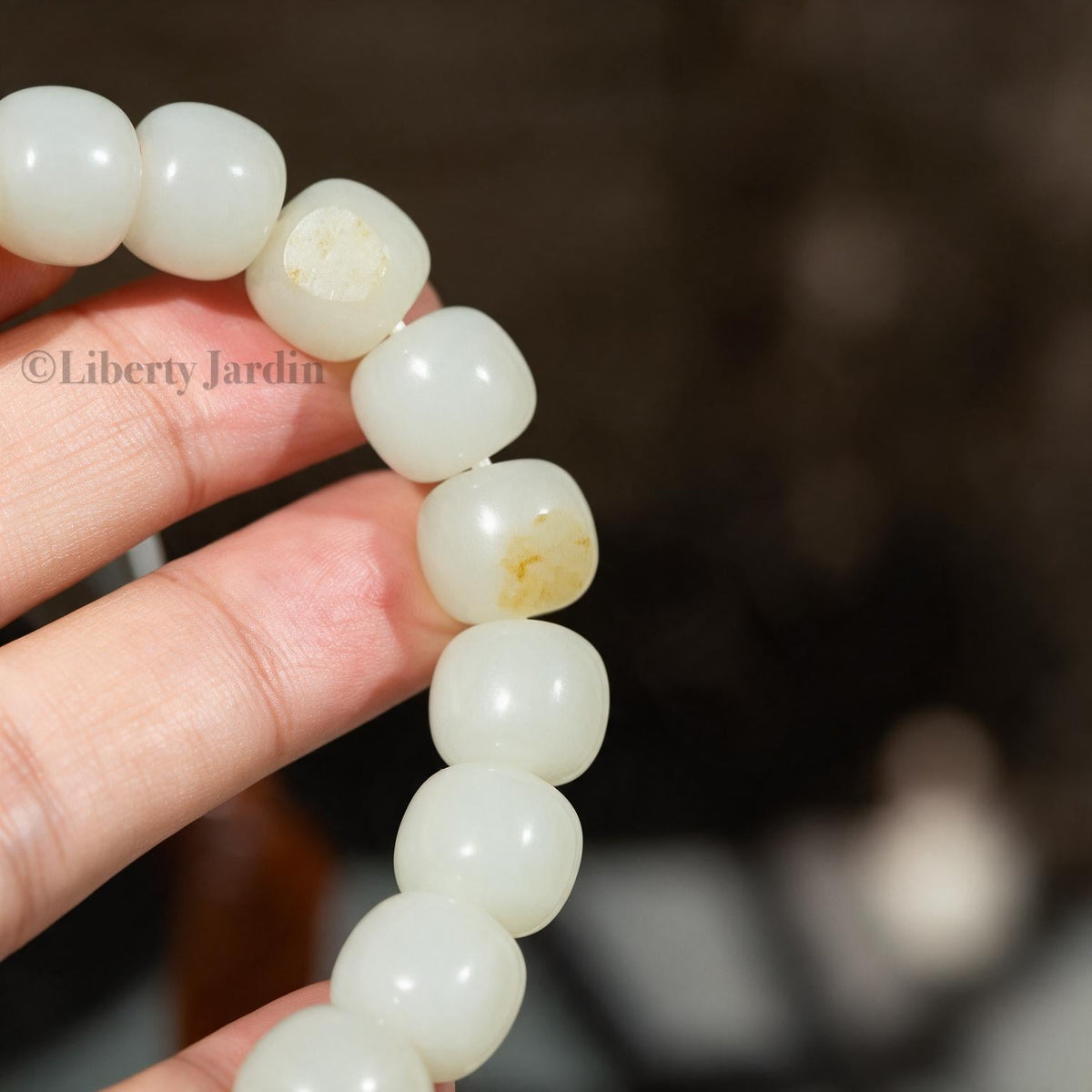 Seed Jade Pebbles Nephrite Bracelet, Natural Untreated Gemstone, Neutral-Gender Beaded Armband, Distinctive Statement Collectible