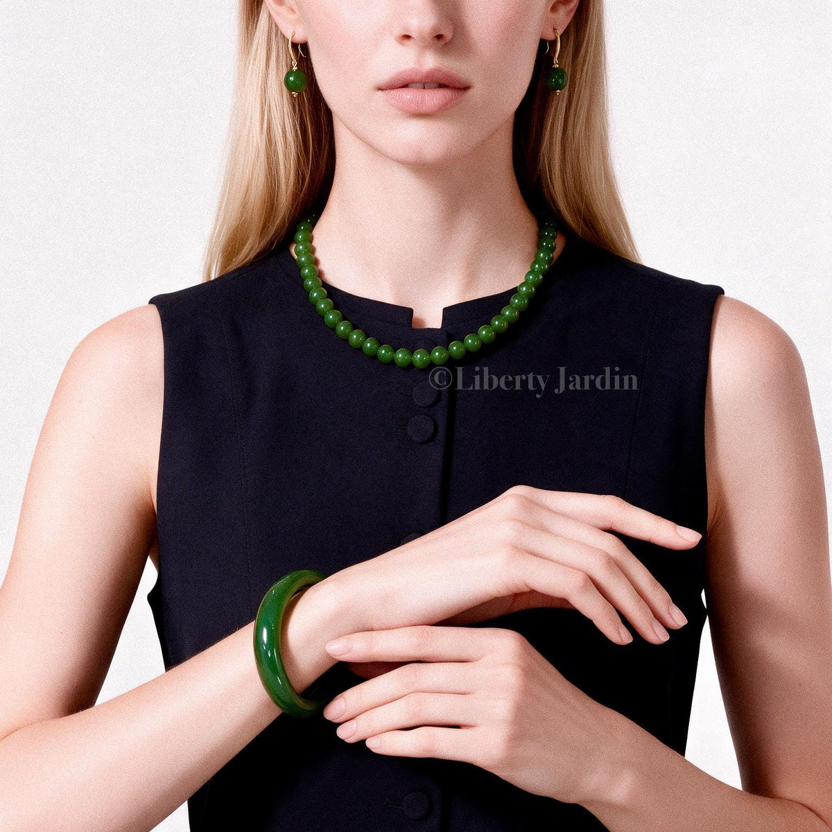Russian Nephrite Bangle Bracelet Earrings, Natural Non-treated Jade, Gemstone Fine Jewellery, Special Occasion Accessories