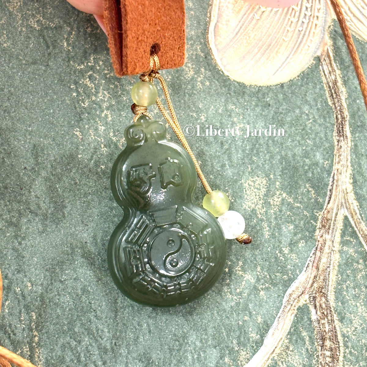 Certified Natural Nephrite Jade, Carved Gourd Pendant, Lucky Prosperity Necklace, Handmade Jewellery, Non-treated Gemstone
