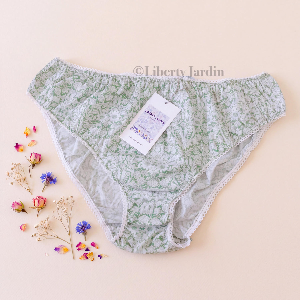 Liberty London Handmade Knickers, Cotton Personalised Underwear, Sustainable Womenswear, Customised Panties, Ethical Organic Lingerie