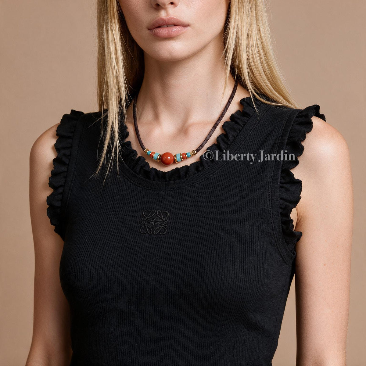 Red Southern Agate Baoshan Pendant Necklace, Natural Turquoise, Adjustable Beaded Choker, Sustainable Certified Jewellery