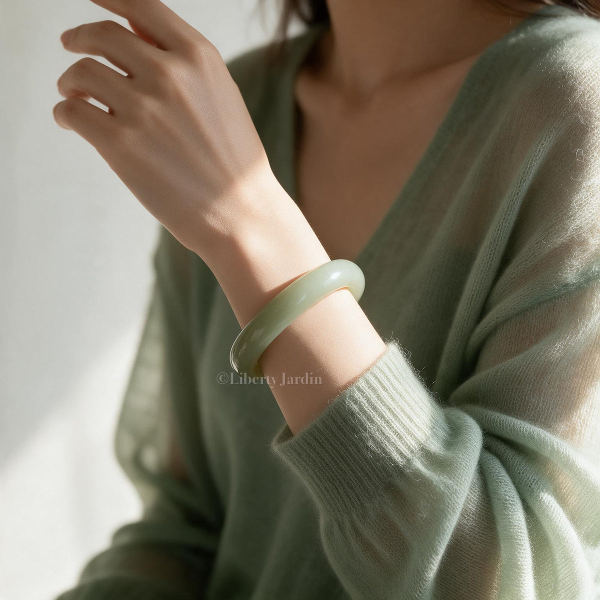 Sage Green Natural Nephrite Bangle, Certified Non-treated Armband, Gemstone Bracelet,