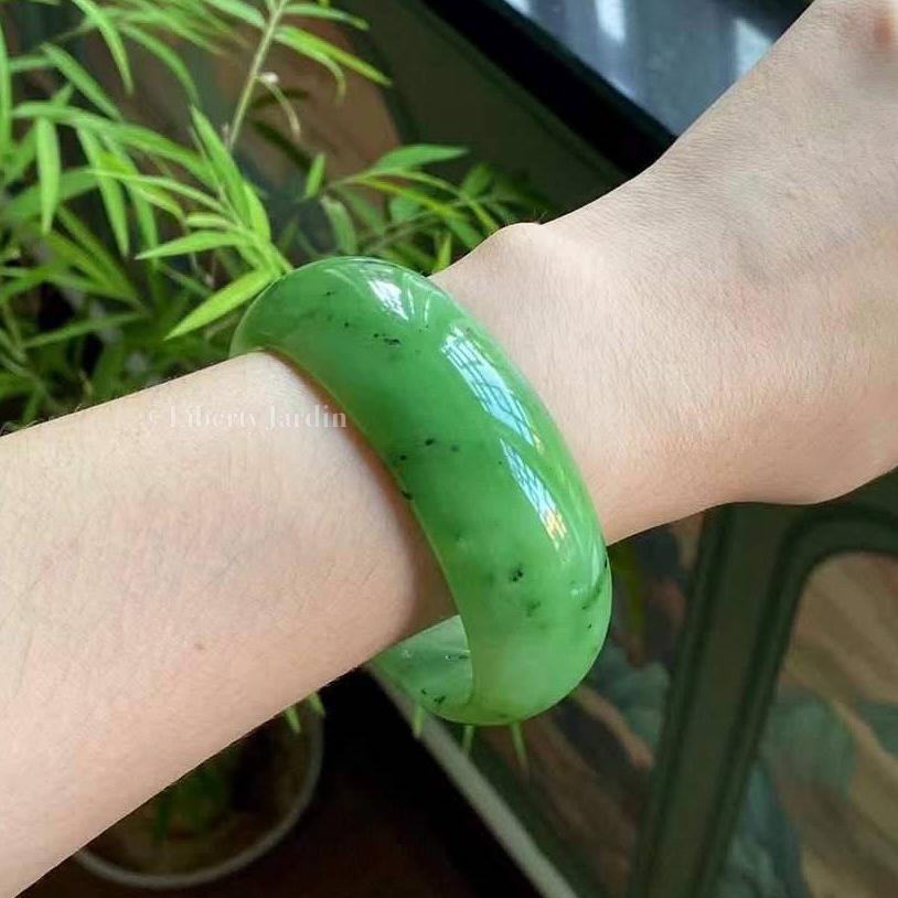 60mm Collectible Russian Nephrite Bangle, Statement Distinctive Armband, Certified Non-treated Jade, Heirloom Jewellery Accessories