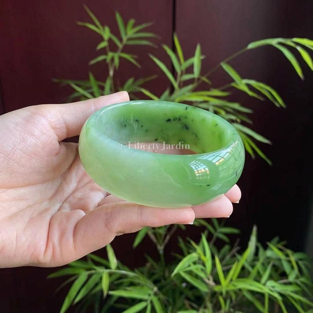 60mm Collectible Russian Nephrite Bangle, Statement Distinctive Armband, Certified Non-treated Jade, Heirloom Jewellery Accessories