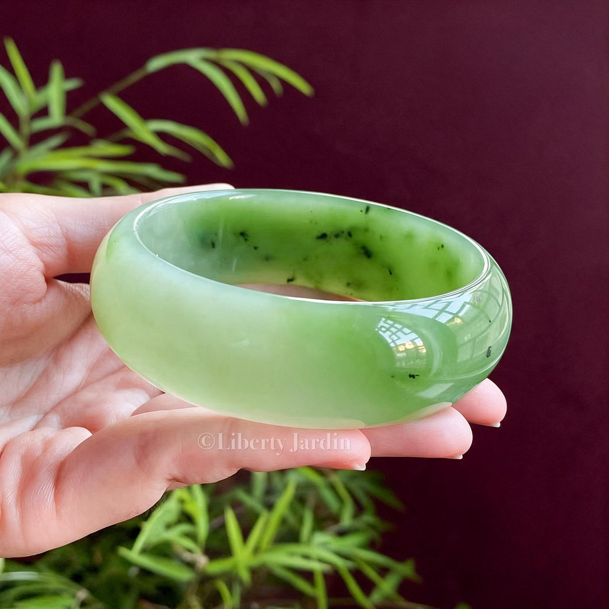 60mm Collectible Russian Nephrite Bangle, Statement Distinctive Armband, Certified Non-treated Jade, Heirloom Jewellery Accessories
