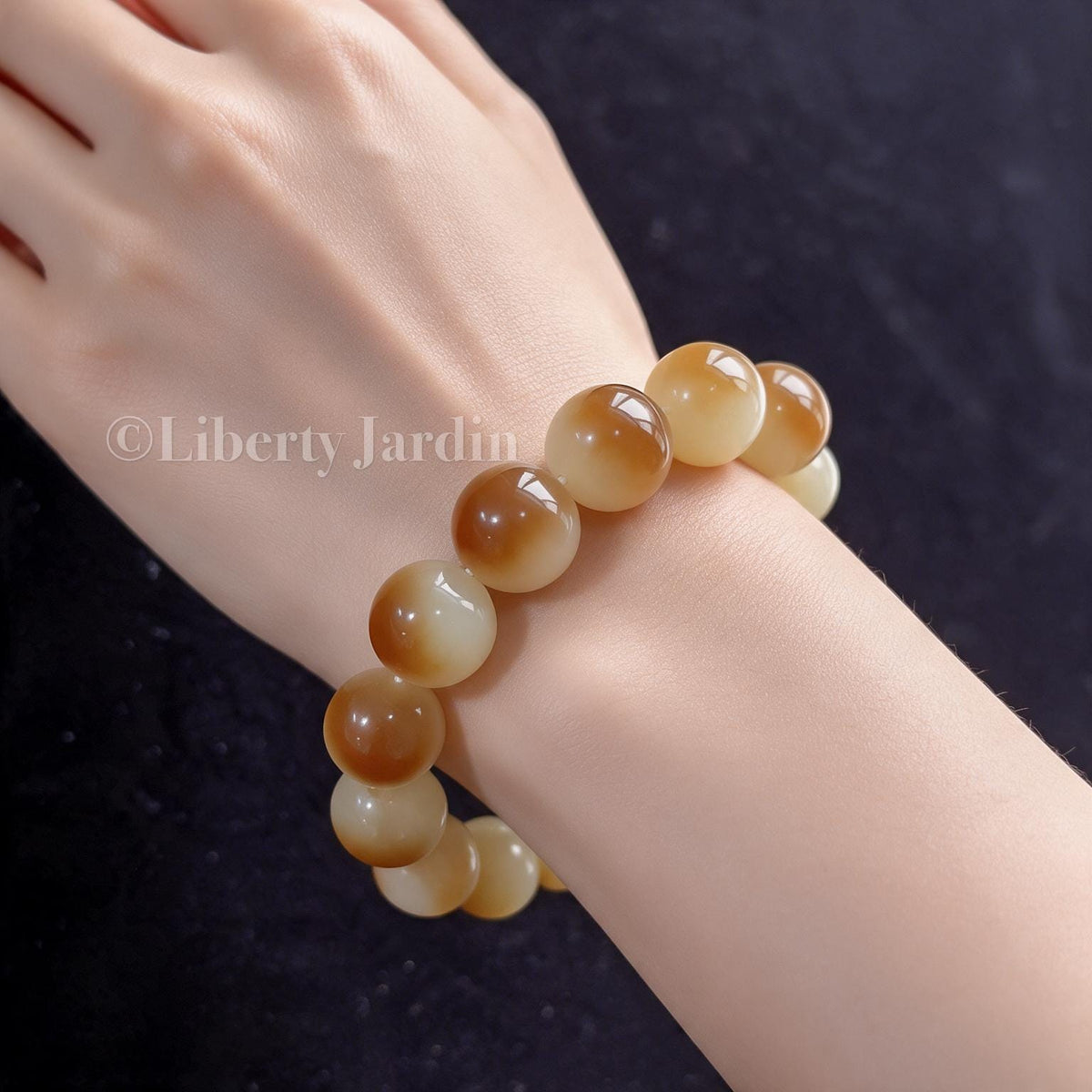 16mm Nephrite Jade Bracelet, Honey-Colored Beads, Heirloom Quality, Certified Natural Gemstone, Collectible Timeless Priceless