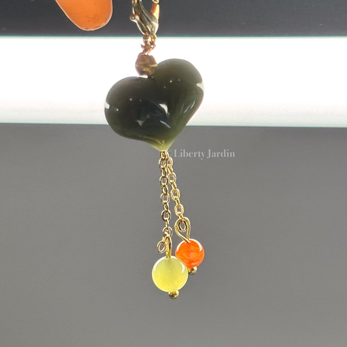 Heart Shape Nephrite Pendant Necklace, Certified Natural Gemstone, Minimalist Unique Design Jewels, Handmade Accessories