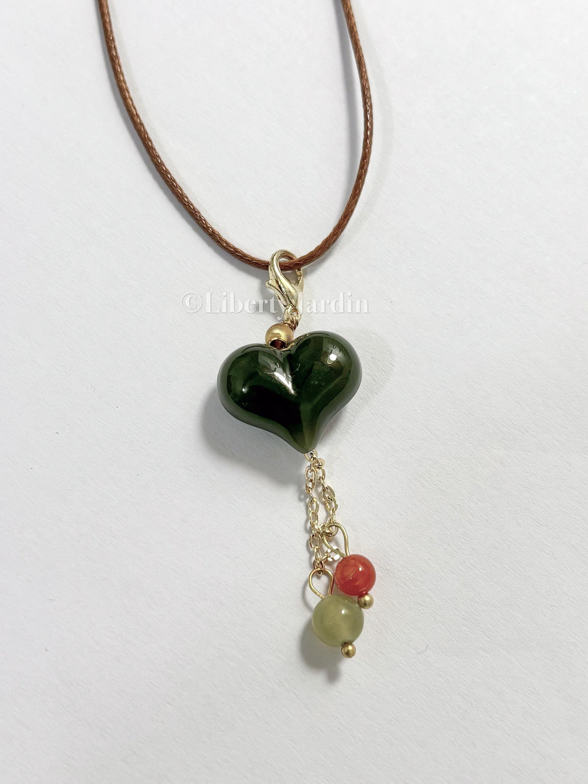 Heart Shape Nephrite Pendant Necklace, Certified Natural Gemstone, Minimalist Unique Design Jewels, Handmade Accessories