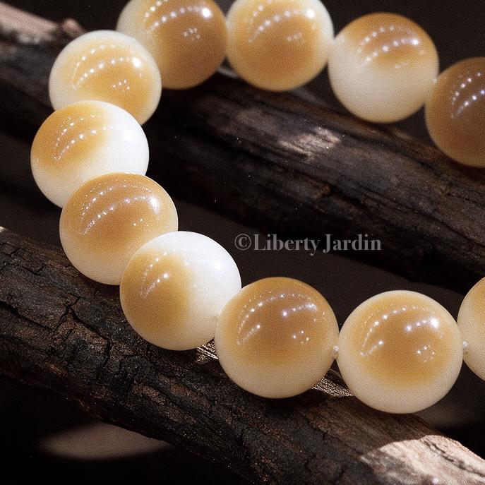 14mm Mutton-Fat Nephrite Jade Bracelet, Russian Honey-Colored Natural Gemstone, Heirloom Quality, Certified Collectible Timeless