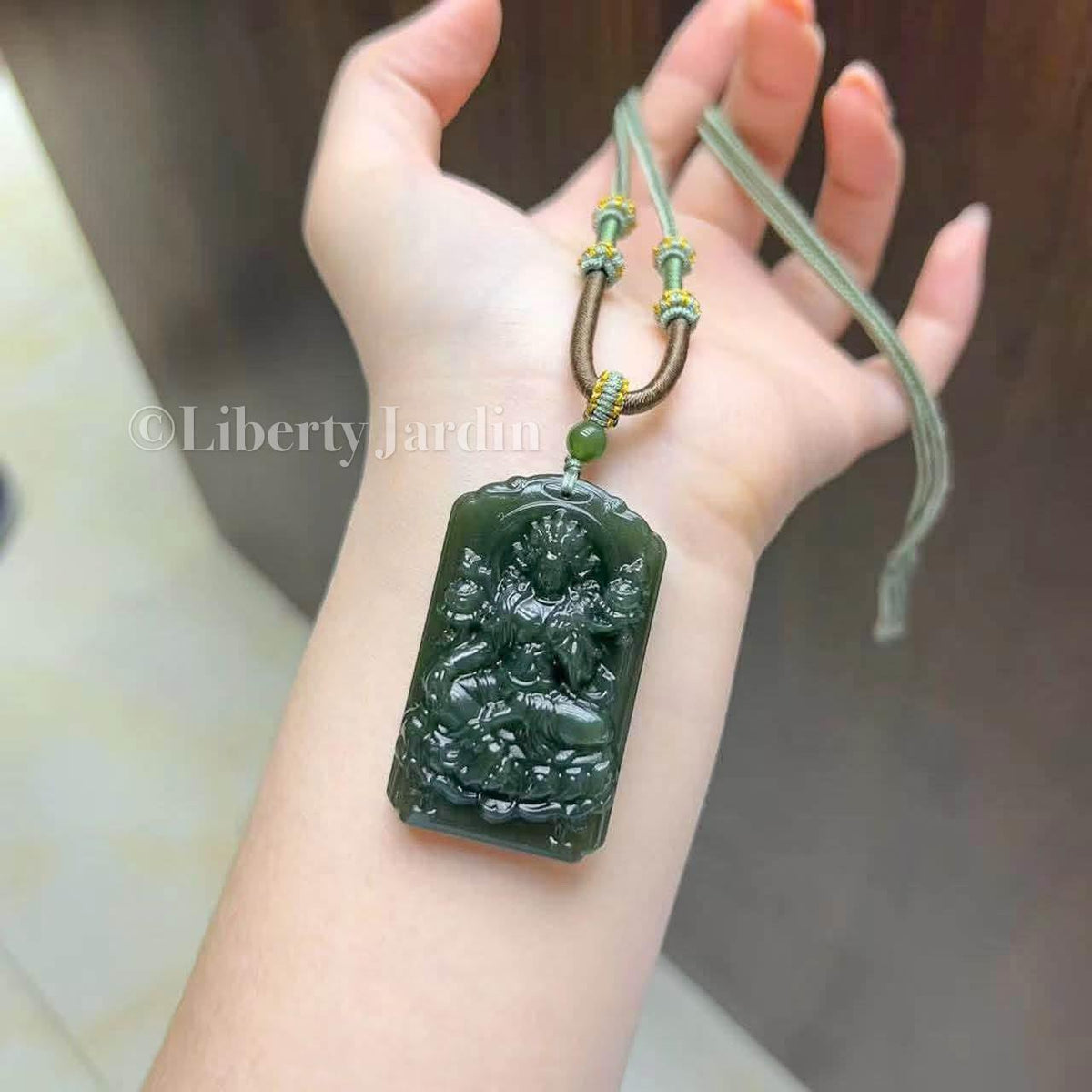 Buddha Natural Nephrite Pendant Necklace, Lucky Prosperity Precious, Handmade Sustainable Accessories, Untreated Certified Jewellery
