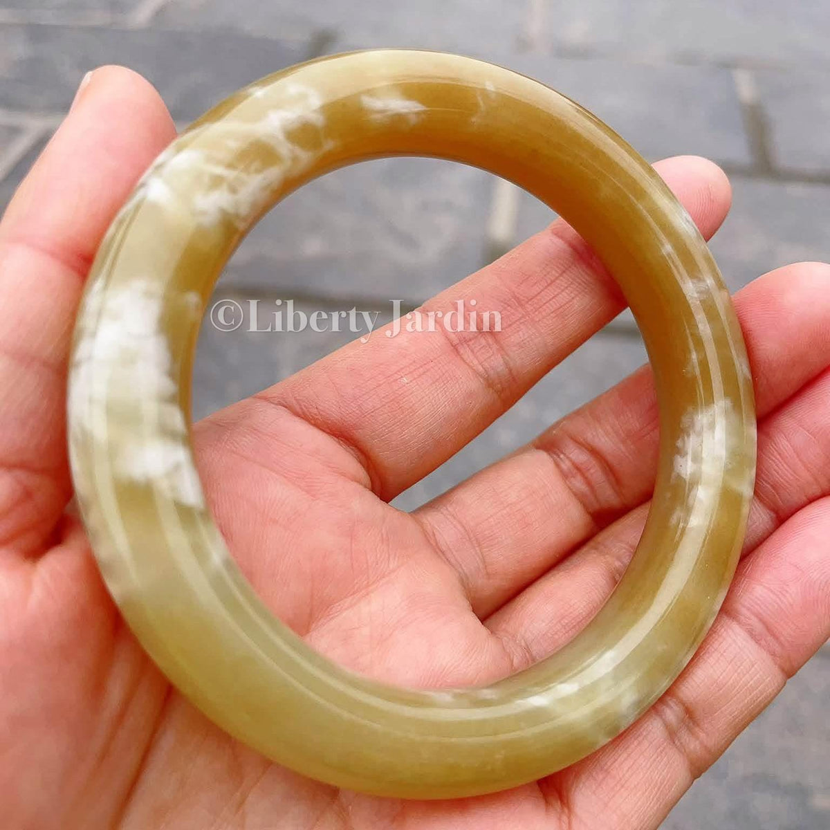 Honey-Sugar Nephrite Bangle, Natural Gemstone Armband, Certified Non-treated Jade, Gender-neutral Bracelet, Handmade Jewellery Accessories
