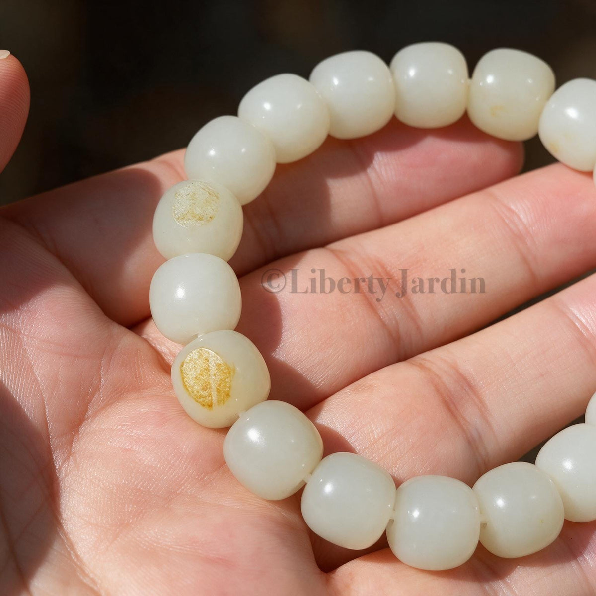 Seed Jade Pebbles Nephrite Bracelet, Natural Untreated Gemstone, Neutral-Gender Beaded Armband, Distinctive Statement Collectible