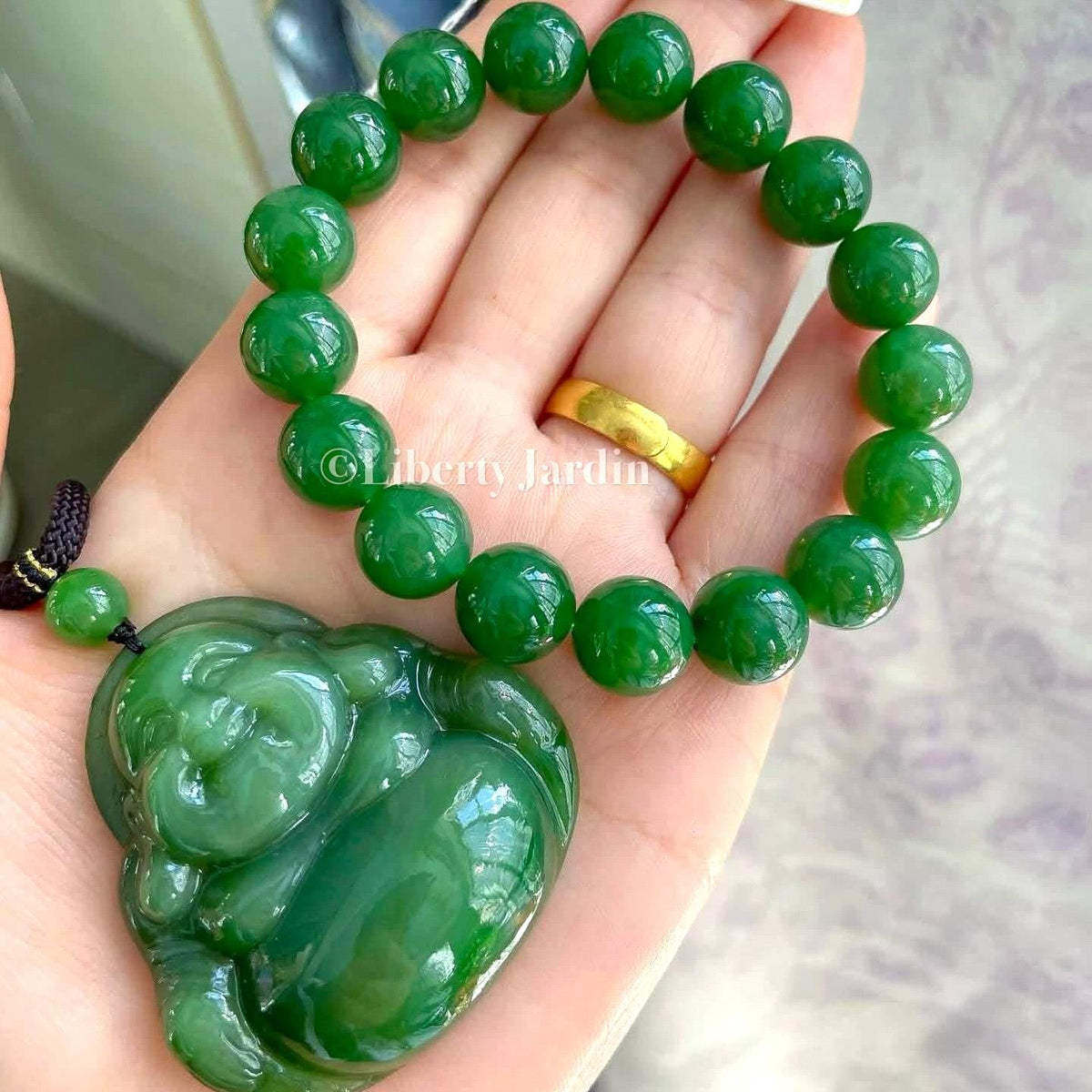 12mm Bracelet Buddha Pendant Necklace, Natural Russian Nephrite Jade, Certified Non-treated Gemstone, Effortless Accessories