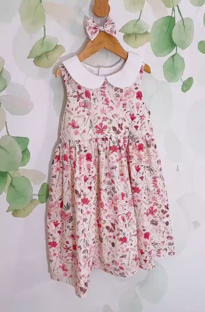 Liberty London Floral-Print Dress, Peter-Pan Collared Wedding Flower Girl Gown, Sustainable Occasion Handmade Clothing