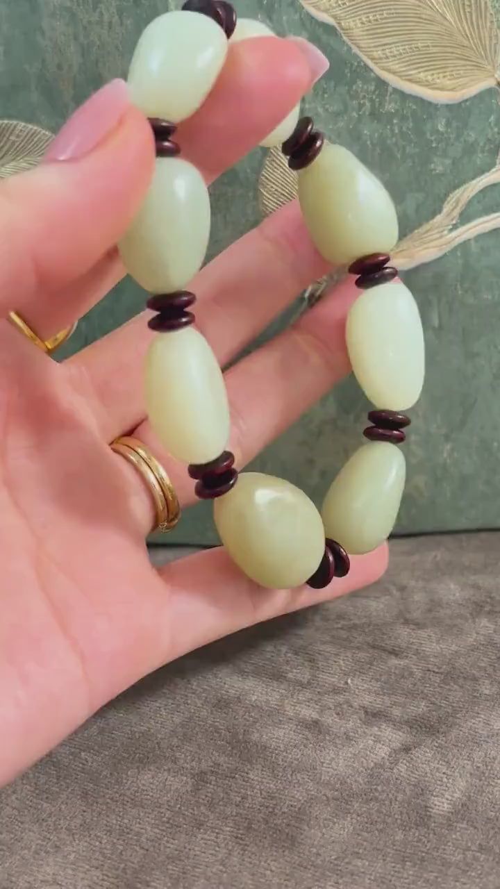 Seed Jade Natural Nephrite, Untreated Men Women Gemstone Jewellery, Beaded Bracelet, Sustainable Handmade Accessories