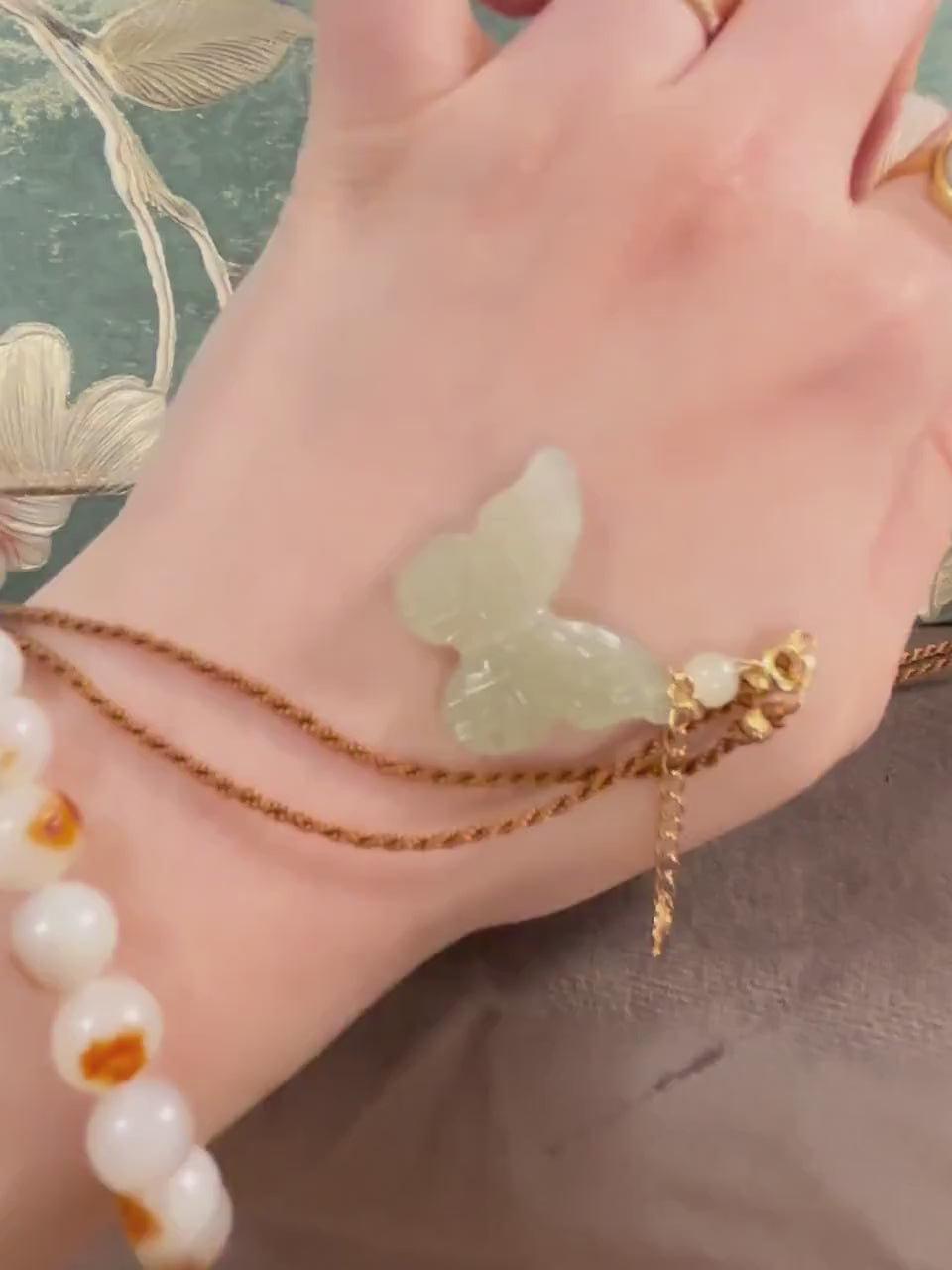 Butterfly Necklace, Natural Nephrite Jade Pendant, Handmade Accessories, Carved Stone Unique Piece, S925 Silver
