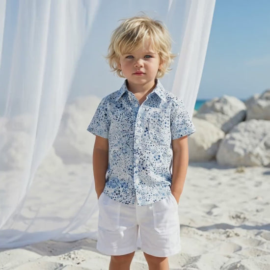 Liberty London Short-sleeved Button-up Shirt, Handmade Botanical Cotton Chemise, Sustainable Personalised Clothing, Customised Children-wear
