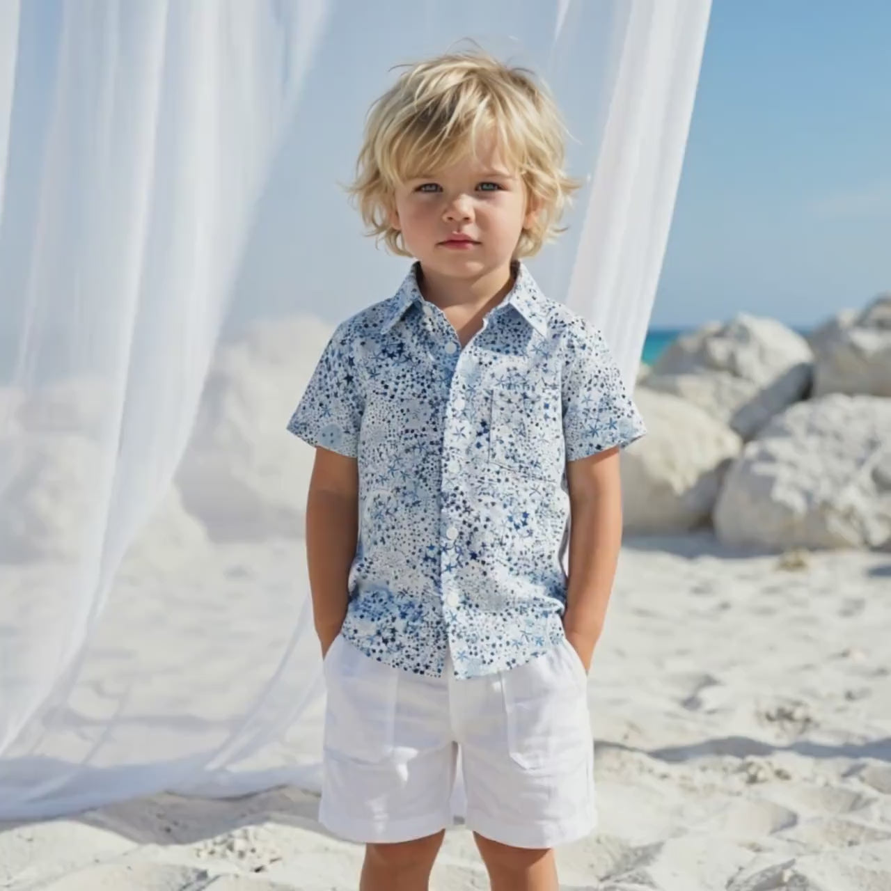 Liberty London Short-sleeved Button-up Shirt, Handmade Botanical Cotton Chemise, Sustainable Personalised Clothing, Customised Children-wear
