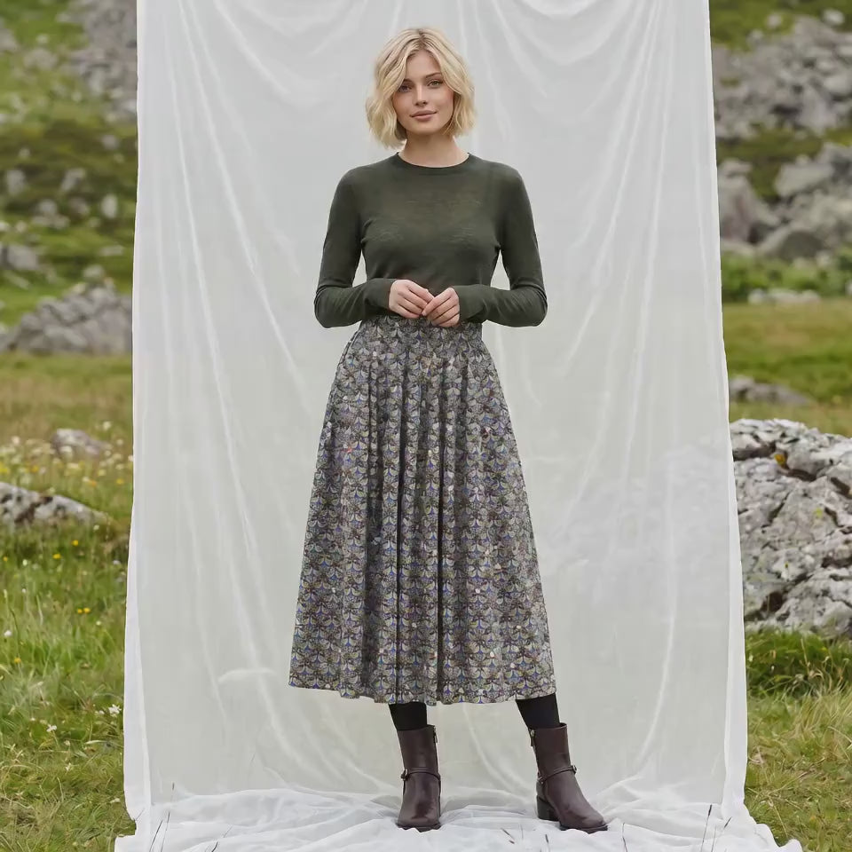 Liberty London Handmade Skirt, Luxury A-line Panel Skirt, Personalised Sustainable Clothing, Botanical Customised Womenswear