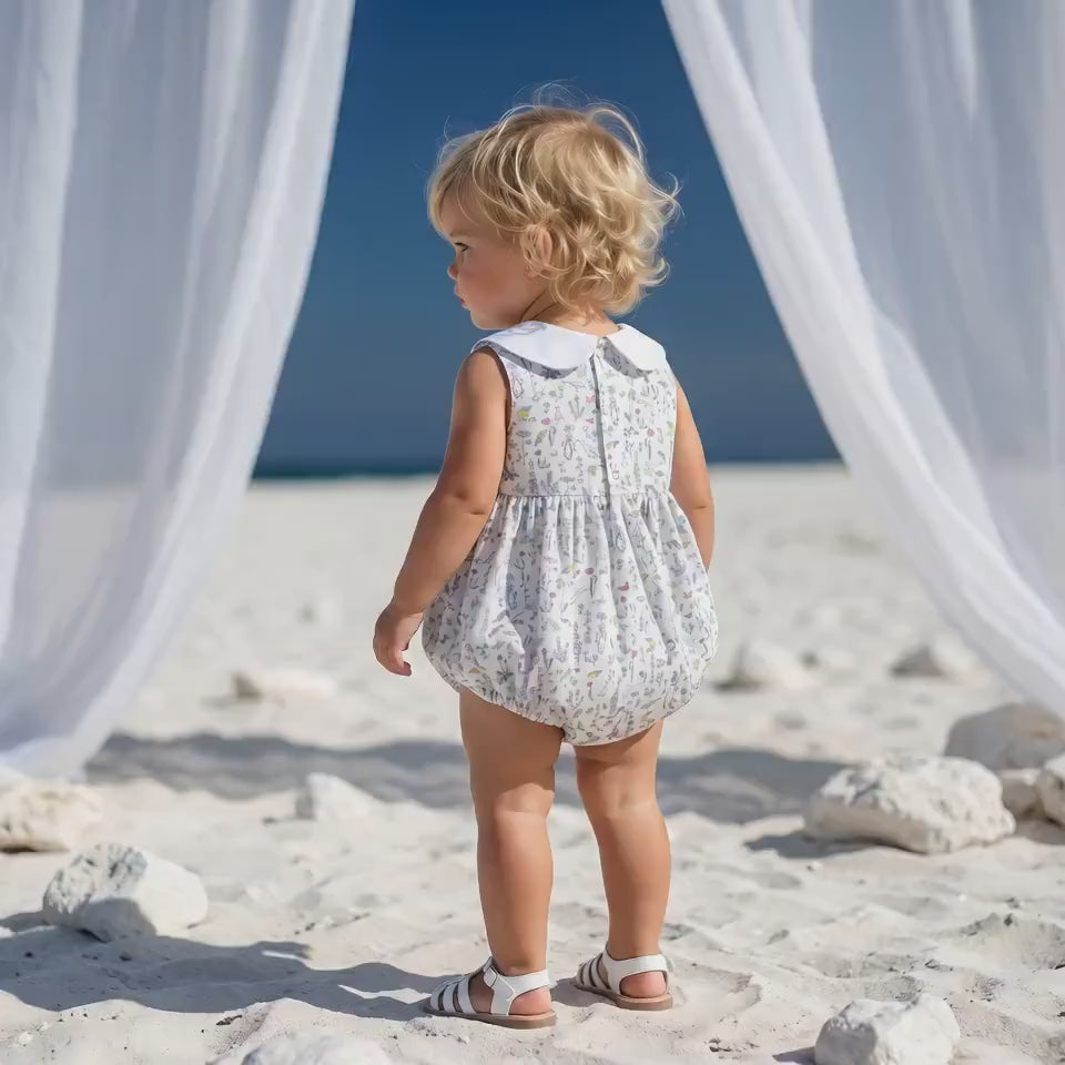 Liberty London Bubble Sleeveless Romper, Handmade Sustainable Cotton Clothing, Personalised Outfits, Customised Tailoring Children-wear