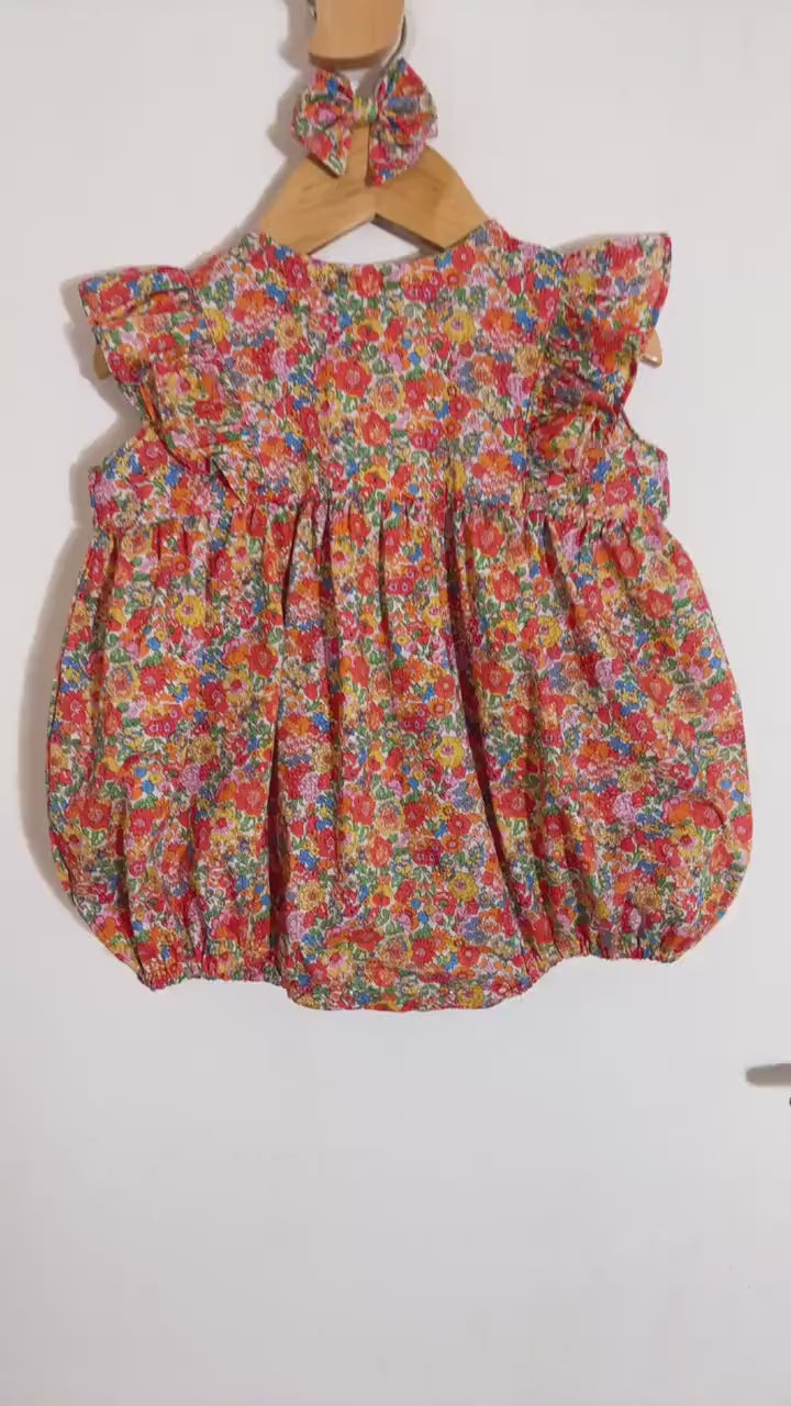 Liberty London Bubble Romper, Ditsy Floral Cotton Tana Lawn Baby Clothing