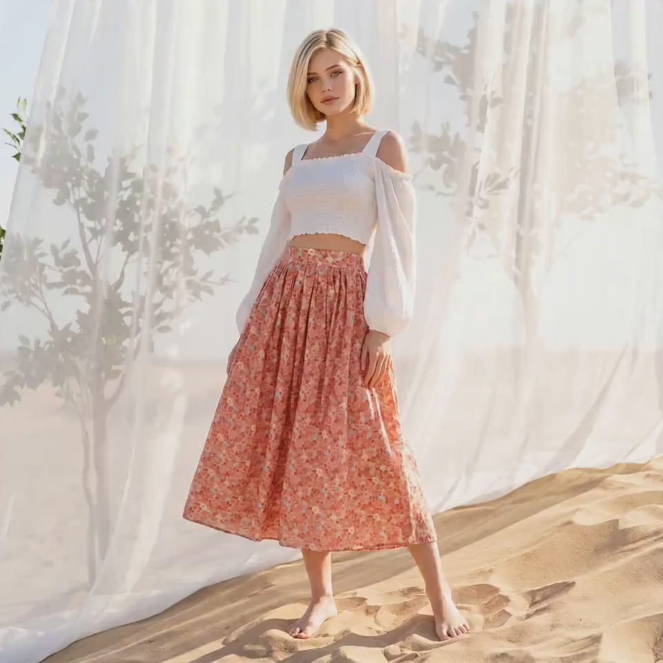 Liberty London Handmade Skirt, Luxury A-line Panel Skirt, Personalised Sustainable Clothing, Botanical Customised Womenswear, Floral Robe