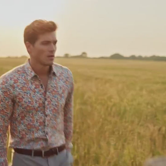 Liberty London Button-Up Long-Sleeved Men Dress Shirt, Handmade Sustainable Eco-friendly Tailoring Chemise, Slow-Fashioned Menswear