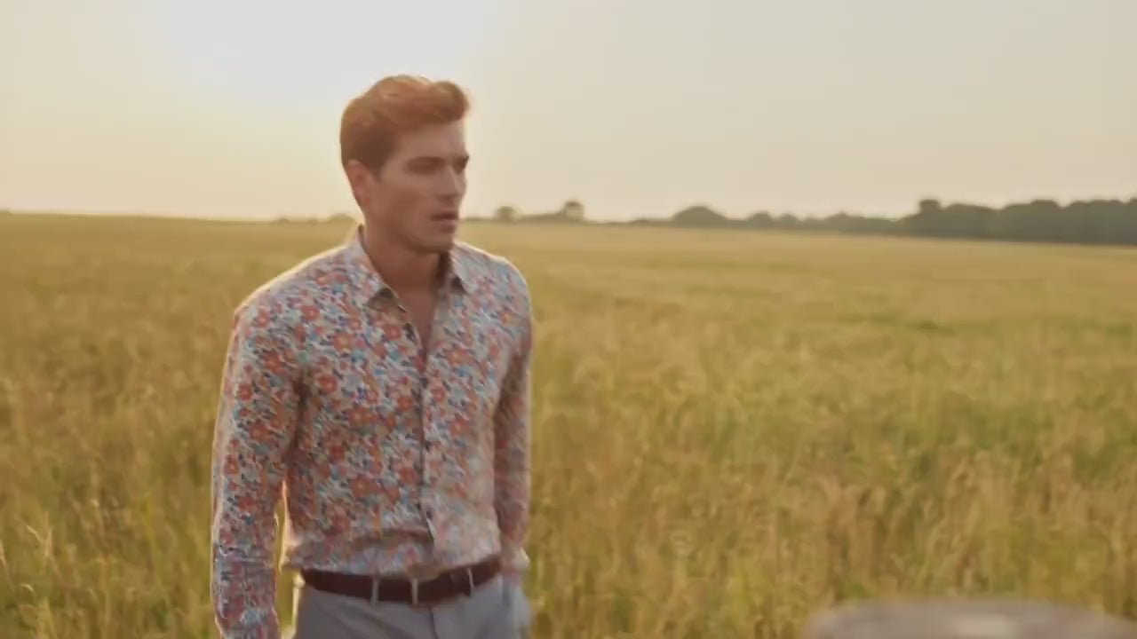 Liberty London Button-Up Long-Sleeved Men Dress Shirt, Handmade Sustainable Eco-friendly Tailoring Chemise, Slow-Fashioned Menswear