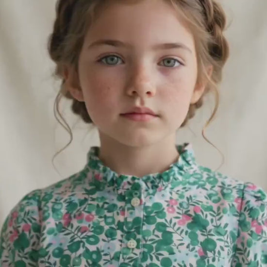 Liberty Tana Lawn Ruffle Collar Top, Ditsy Floral Print Blouse, Cotton Handmade Clothing