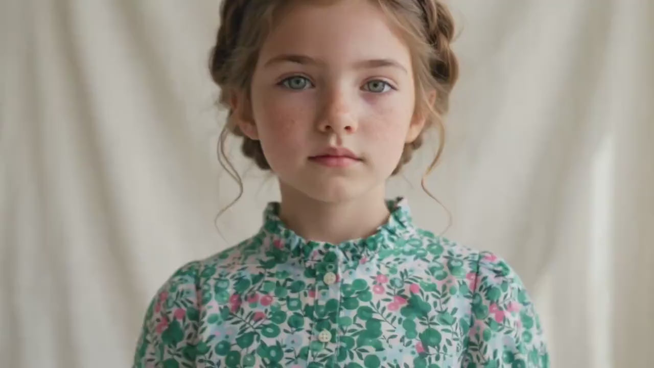 Liberty Tana Lawn Ruffle Collar Top, Ditsy Floral Print Blouse, Cotton Handmade Clothing