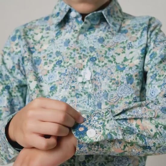 Liberty London Long-sleeved Button-up Chemise, Floral Print Cotton Shirt, Handmade Sustainable Clothing, Tailoring Top