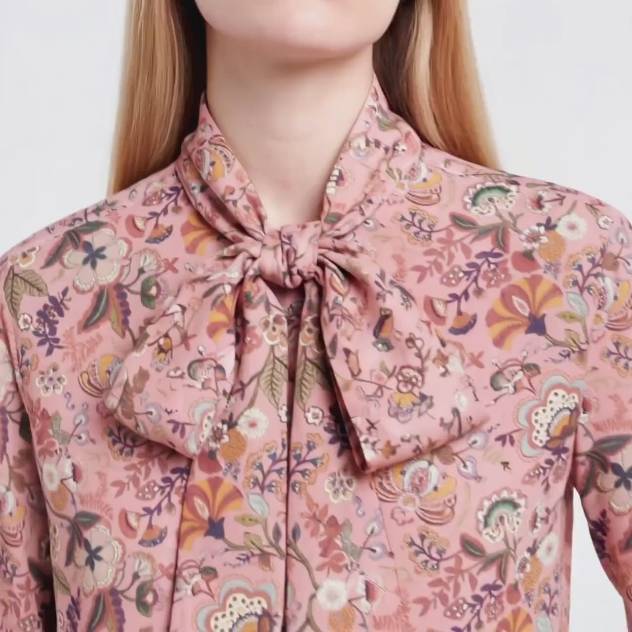 Liberty London Pussy Bow Long-sleeved Business Dress Shirt, Personalised Botanical Handmade Clothing, Sustainable Womenswear