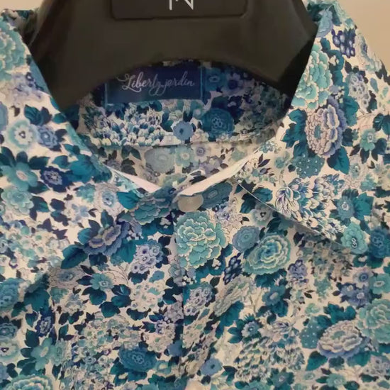 Liberty London Fabric Short Sleeve Boy Shirt: Button Up, Animal Print, Botanical Floral