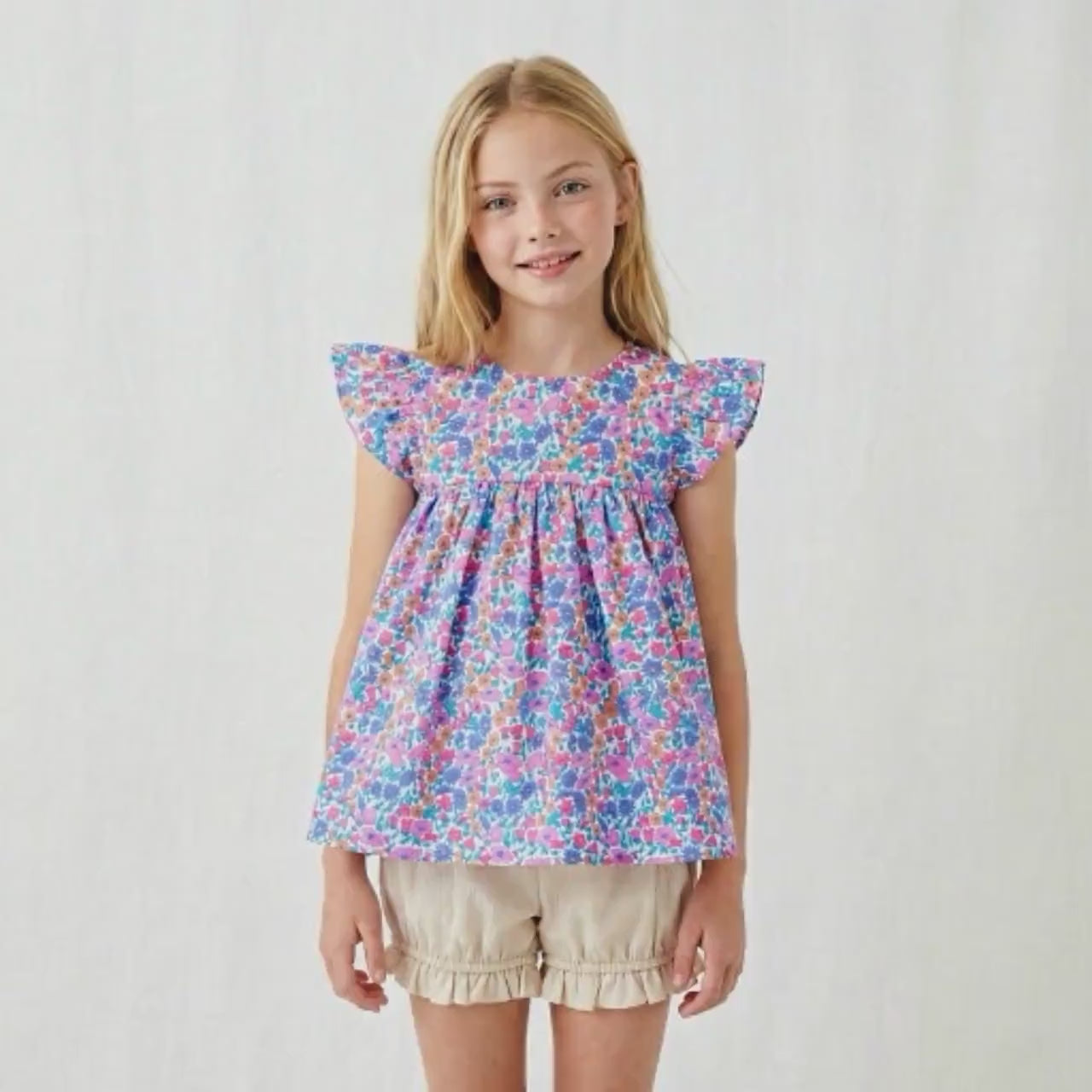 Liberty London Sleeveless Smock Blouse, Handmade Floral-Print Children-wear, Personalised Clothing, Lightweight Breathable Cotton Top